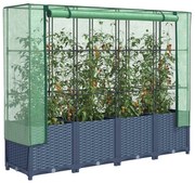 vidaXL Pat de grădinărit înălțat cu prelată pentru seră, aspect ratan, 160x40x138 cm