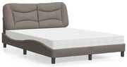 vidaXL Pat cu saltea, gri taupe, 120x200 cm, textil