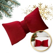 Perna decorativa din catifea in forma de funda BOWERY, rosie