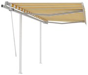 vidaXL Copertină retractabilă manual cu stâlpi galben/alb 3,5x2,5 m