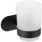 Pahar din sticlă mată pentru periuțe de dinți Orea Black - Wenko
