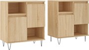 vidaXL Servante, 2 piese, stejar sonoma, lemn prelucrat