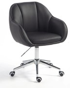 HR2055K Scaun Neagră din Piele Ecologica cu Bază Cromata