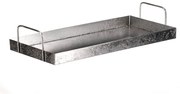 Tavă metalică cu mâner dreptunghiulară, argintie,36 x 16 x 7 cm