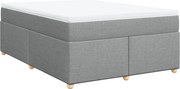 vidaXL Pat box spring cu saltea, gri deschis, 140x190 cm, textil