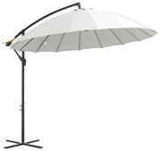 Outsunny Umbrelă Suspendată cu Braț Lateral Φ296cm pentru Patio și Grădină, Deschidere Ușoară, Design Elegant, Alb Crem | Aosom Romania