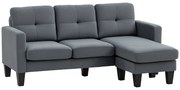 HOMCOM Colţar în formă de L, Şezlong reversibil, Canapea cu blouse, Gri Închis | Aosom Romania