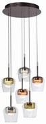 Lustra LED Smart cu telecomanda, CCT, 6 pendule, sticla, multicolor, Q-KON
