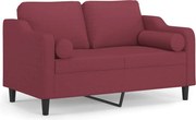 vidaXL Canapea cu 2 locuri cu pernuțe, roșu vin, 120 cm, textil