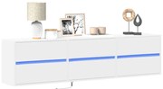 vidaXL Comodă TV de perete cu lumini LED, alb, 180x31x45 cm