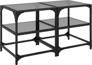 vidaXL Măsuțe de cafea, blat din sticlă negră, 2 buc. 40x40x45 cm oțel
