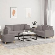 vidaXL Set de canapele cu perne, 3 piese, gri taupe, textil