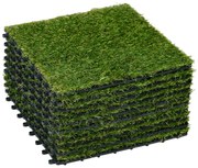 Outsunny Dale pentru Gradina cu Iarba Sintetica 30x30cm 10 Bucati, Gazon Artificial Realist, Densitate 6500 Verde