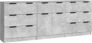 vidaXL Servante, 3 piese, gri beton, lemn prelucrat