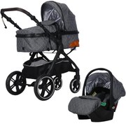 Carucior nou nascuti 3 in 1 NOVOKIDS™ X1000 series, Cu geanta bebe, Cadru Aluminiu, Amortizoare, Roti din cauciuc plin AVE, Landou, Scoica auto,