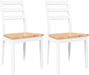 vidaXL Scaune de sufragerie 2 buc Cauciuc din lemn masiv alb