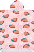 Poncho prosop de plaja STRAWBERRIES roz 80x145 cm