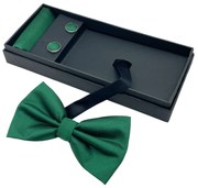 Papion verde, OXFORD, Set cu butoni si batista