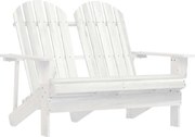 vidaXL Scaun de grădină Adirondack cu 2 locuri, alb, lemn masiv brad