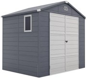 Outsunny Casa de grădină cu fereastră de ventilație, plastic și metal, 240 x 190 x 180/228 cm, Gri | Aosom Romania