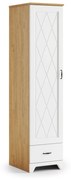 Mazzoni Dulap PROVENZA SZD1SZ1 Stejar Piatră/Alb Mat - DULAP VERTICAL CU 1 UȘĂ CU SERTAR RETRO