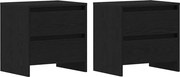 vidaXL Dulap de noapte cu sertar 2 pcs Stejar Negru 45 x 34 x 44,5 cm