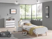 Set Mobilier Kiddy pentru Camera Copii – Pat 90x200 cm, Noptieră și Comodă – Alb – Vipack