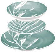 Set vesela din portelan, pentru 6 persoane, motiv frunze, 18 bucati