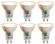 Set de 6 becuri LED GU10 cu 3 trepte de reglare a luminozității, de la cald la extra cald, 6W 450lm 2000K - 2700K