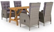 vidaXL Set mobilier pentru grădină, 5 piese, gri