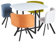 Set de mobilier dining 1+4, alb/culori mixte, BEVIS NEW