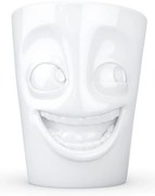 Cană din porțelan cu mâner, râs, 58products, alb, 350 ml