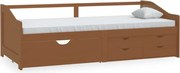 vidaXL Pat de zi, 3 locuri, sertare, maro miere, 90x200 cm, lemn pin