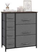 HOMCOM Șifonier 7 sertare din material textil, mobilier de depozitare modern, cadru din oțel, 63,5 x 30 x 71 cm, gri închis | Aosom Romania