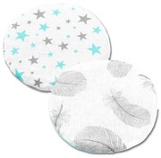 Set 2 pernute anticolici cu samburi cirese Kidizi Galaxy Mint Feathers, gri turcoaz, 19 cm