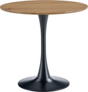 Masă de sufragerie, stejar/negru, diametru 80 cm, REVENTON NEW