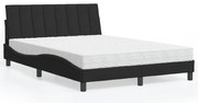 vidaXL Pat cu saltea, negru, 140x190 cm, catifea