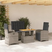 vidaXL Set mobilier de grădină cu perne, 4 piese, gri, poliratan