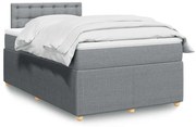 vidaXL Pat box spring cu saltea, gri deschis, 120x190 cm, textil