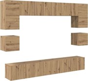 vidaXL Set comodă TV Pe perete 8 pcs Stejar Artizanal Lemn compozit