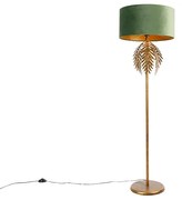 Lampă de podea aurie 145 cm cu abajur din catifea verde 50 cm - Botanica