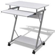vidaXL Birou pentru studenți cu poliță glisantă, Alb