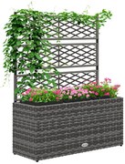 Outsunny Ghiveci pentru plante cu trei bazine 33L din rășină impletită și oțel dim. 84L x 30L x 107H cm | Aosom Romania