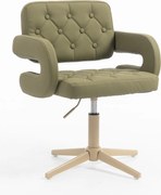 HR8403CROSS Scaun Khaki Piele Ecologica Premium Soft cu Bază Crem