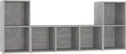 vidaXL Set de dulapuri TV, 3 piese, gri beton, lemn prelucrat