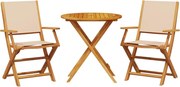 vidaXL Set mobilier bistro, 3 piese, textil bej/lemn masiv