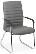 Scaun vizitator gri OFF 833 din piele ecologică și cadru cromat