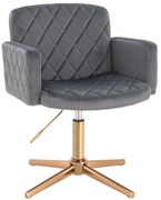HR802CROSS Scaun Grafit din Catifea cu Bază Aurie