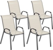 Outsunny Set de 4 Scaune Suprapozabile cu Spătar Înalt și șezut din Plasă, 54x71x93 cm, Negru | Aosom Romania