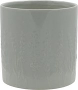 Ghiveci verde din portelan, cu model floral, H13/D13 cm, Fayence